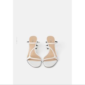 Zara White Thin Asymmetrical Strap Sandals